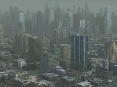 Foggy City Low-poly 3D model