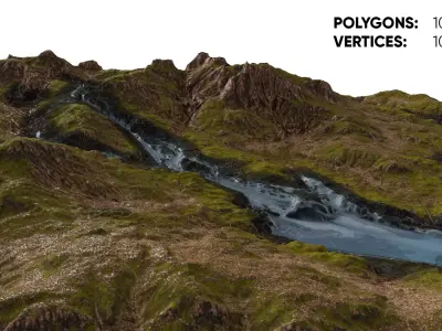 Mountain terrain with Rivers 3D model