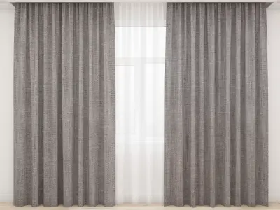 Curtain room with curtains and wooden floor Free 3D model