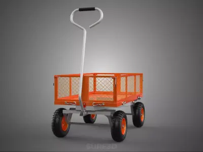 REMOVABLE WAGON CAGE MESH CART TRAILER LARGE HAND TRUCK PLATFORM 3D model