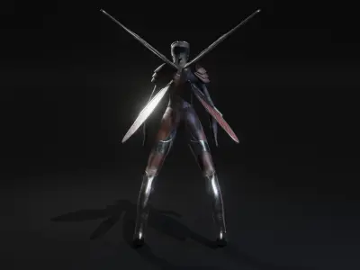 Winged Alien Low-poly 3D model
