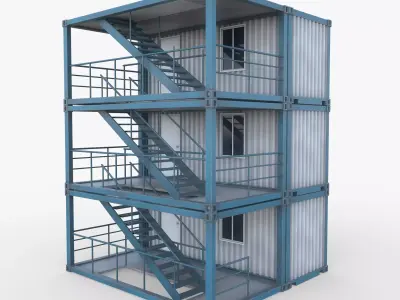 Construction Site Office Game Ready Low-poly 3D model