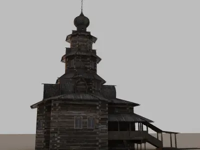 Russian wooden church in Suzdal town 3D model
