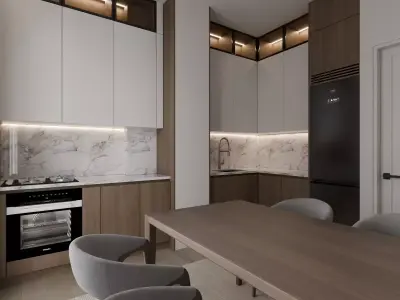 Modern kitchen Low-poly 3D model