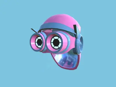 SciFi Helmet 07 - Pink Girl Robot - Character Design Fashion Low-poly 3D model