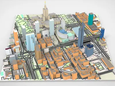 Cityscape Warsaw Poland 3D model