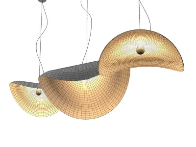 Ligth 1 three gold pendant lights 3D model