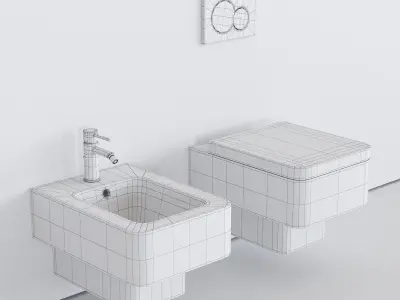 Scarabeo Ceramiche Teorema bidet and toilet art 8701 art 8702 Low-poly 3D model