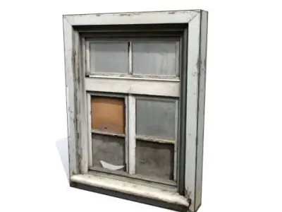 Window 6 wooden Low-poly 3D model