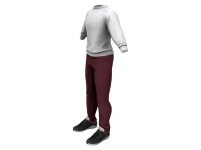 Men Sweatshirt Pants Sports Shoes Outfit Low-poly 3D model