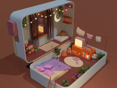 living room 3D model 136