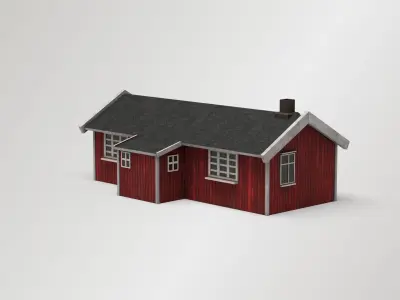 Traditional Norwegian House  Low-poly 3D model