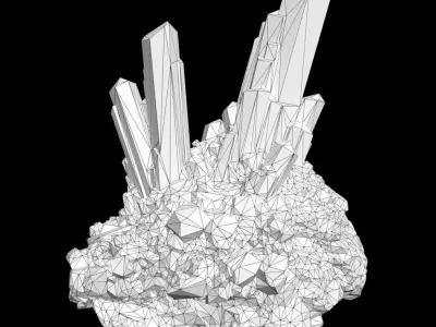 Low Poly Green Gem Mineral Rock 210829 Low-poly 3D model