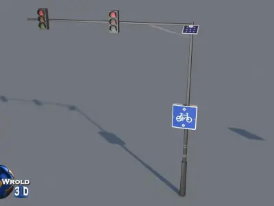 lowpoly Solar Traffic Light Collection Pack 3D Model Low-poly 3D model