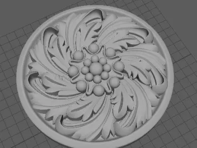 rosette flower on plate 3D model purchase