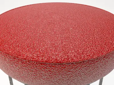 Round Red Leather Stool  in two materials  3D model