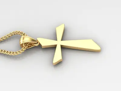 Light Gold 18K Cross Pendant 1CP024 3D print model
