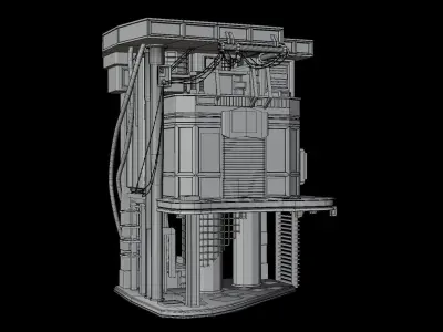 Sci Fi Cyberpunk Building Low-poly 3D model