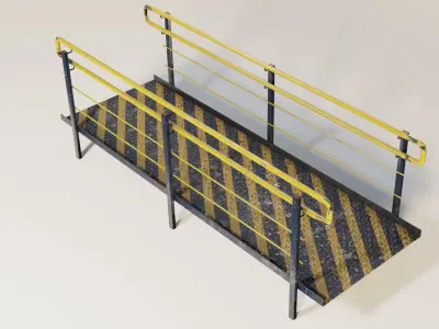 Ramp 3 PBR stair railings and handrails 3D model