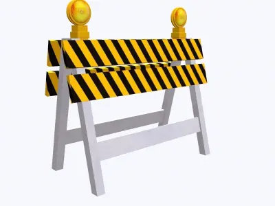 Roadblock pack 01 Low-poly 3D model