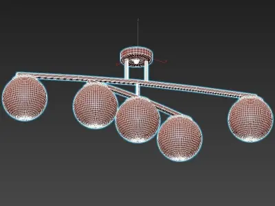 bronx five light brass ceiling fixture with globes 3D model