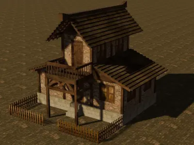 Medieval house ten 11 Low-poly 3D model