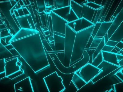 Futuristic Neon City Kitbash  3D model