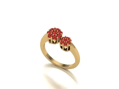 Open Design Cluster Ring with Round Stones 3D print model