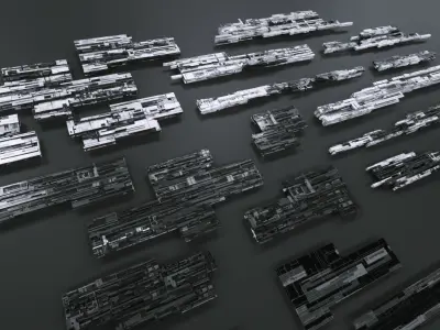 Tech Greebles set 2 Low-poly 3D model