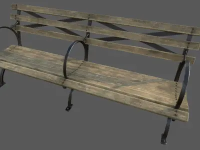VR Park Bench Low-poly 3D model