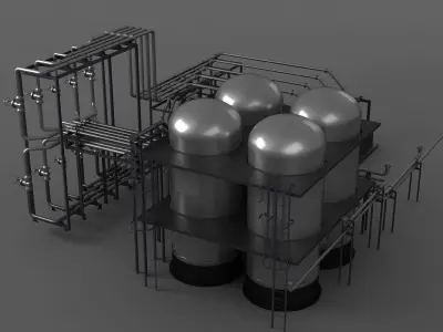 platform factory industrial tower nuclear gas construction  3D model