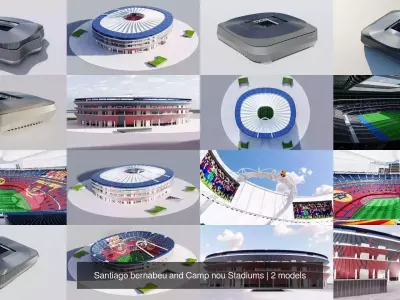 Santiago bernabeu and Camp nou Stadiums 3D Model Pack