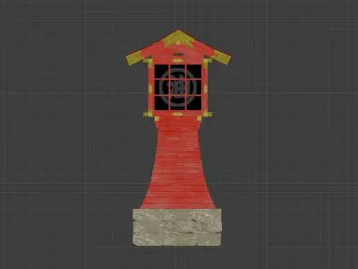 Vintage Japanese lantern  Low-poly 3D model