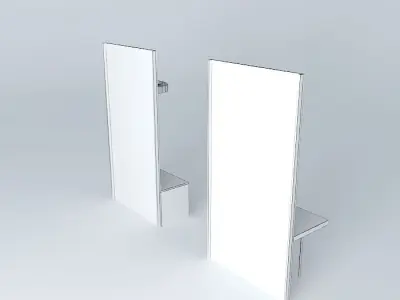Furniture bathroom with two doors and wooden bench Free 3D model