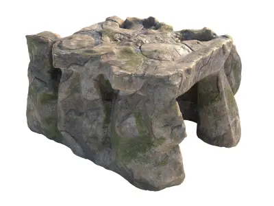coral red stone cave entrance Low-poly 3D model