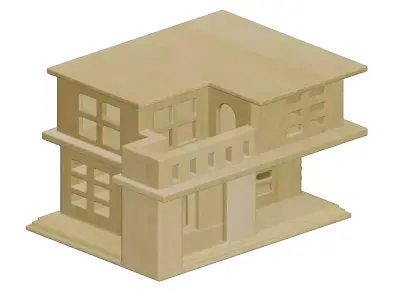 Wooden Exquisite Cartoon Villa Toy 3D model