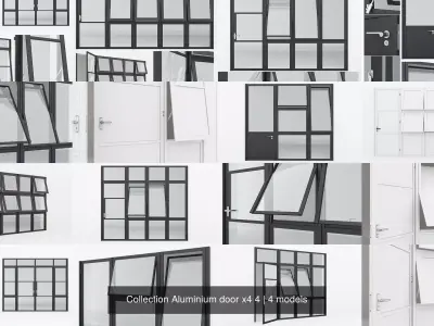 Collection Aluminium door x4 4 3D Model Pack