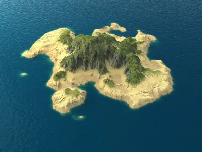 Tropical Island Terrain 4 Low-poly 3D model