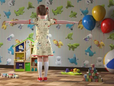 Child Girl Rigged 3D model