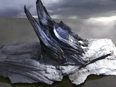Ice Panicle rock with ground  3D model