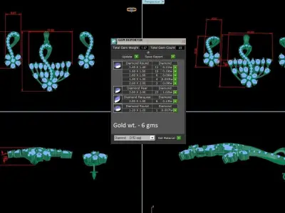 Flower Light wt Pendant Earrings Set 3dm stl obj mtl gltf glb  3D print model