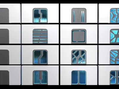 Lowpoly Scifi Door Collection Low-poly 3D model