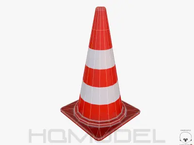 Cone PBR traffic Low-poly 3D model