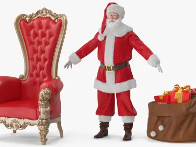  Santa Claus with Open Bag and a Throne Chair 2 