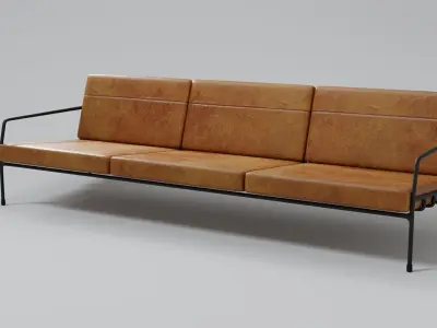 Designer 3 seat couch with light leather cushions 3D Model 3D model