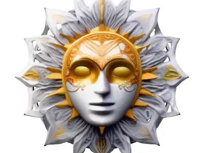 Elegant Sun Mask Wall Decor Low-poly 3D model