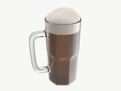 Beer mug with foam 04 3D model
