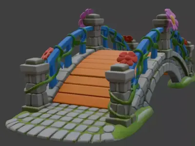 Park Bridge Forest Bridge Village Bridge Garden Bridge 3D model