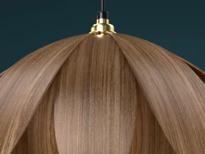 Flower-shaped wooden hanging lamp 3D model