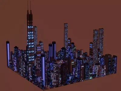Alien Planet Sci-Fi City 13 Low-poly 3D model